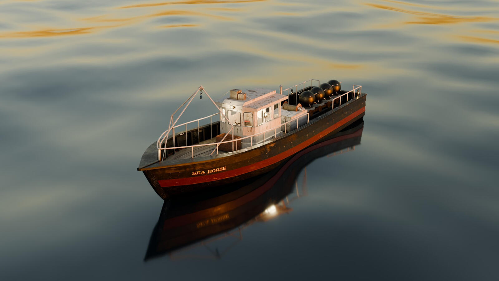 front view on test ocean, dusk
